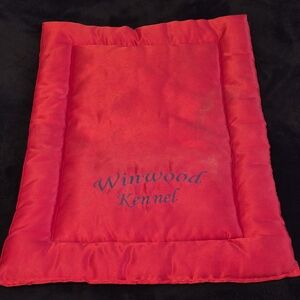 Winwood Kennel Red Satin Blue Embroidered Pet Bed Small Dog or Large Cat